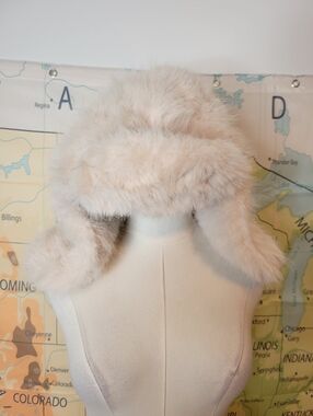 Rabbit Fur Trapper Hat Beige Russian-Style Hat